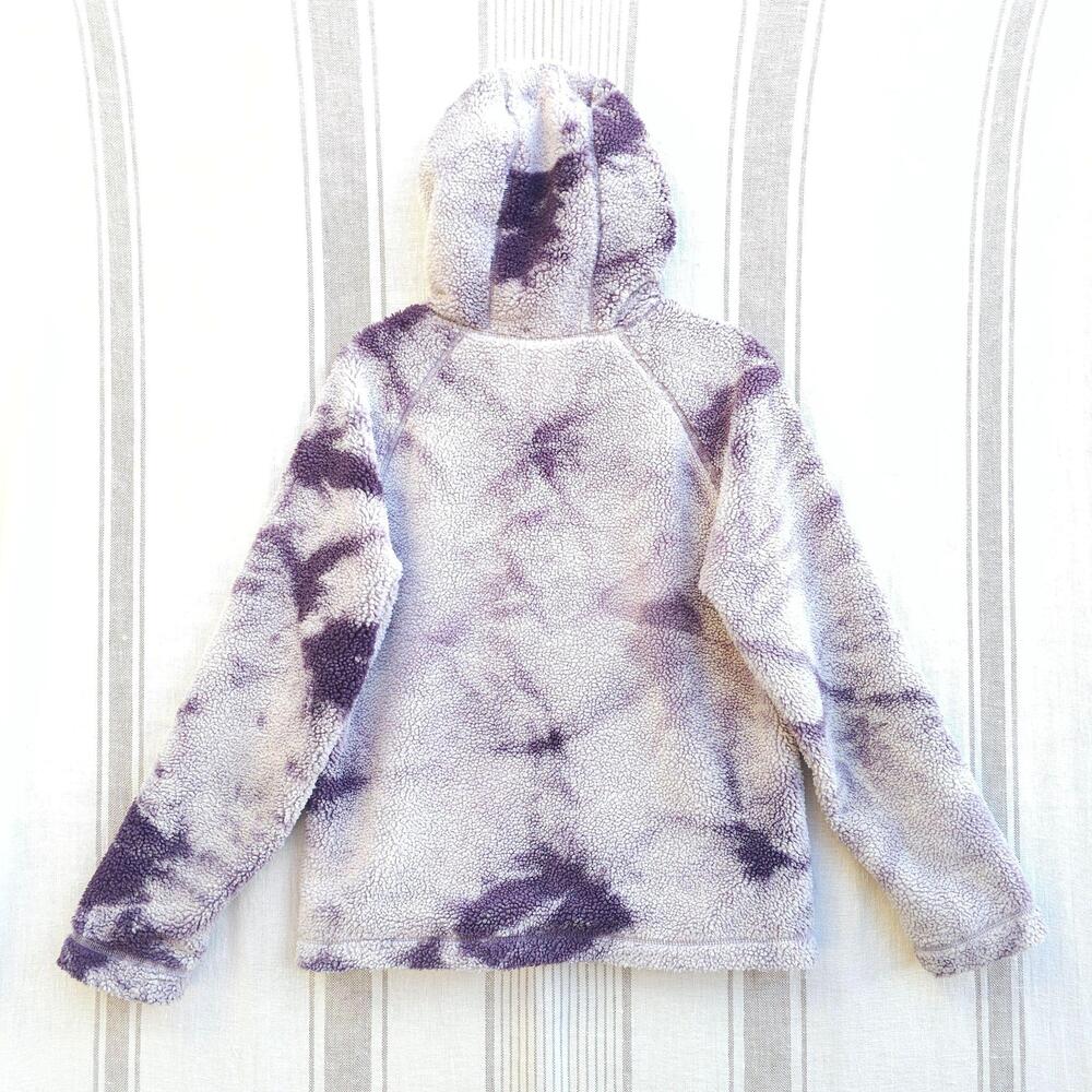 The North Face Ridge Jacket Womens XS Purple Sherpa Hooded Tie Dye Fleece Teddy - Picture 2 of 14